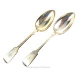 A Pair Of Georgian Sterling Silver Spoons, Hallmarks indistinct
