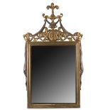 A LATE 18TH/EARLY 19TH CENTURY NEOCLASSICAL CARVED GILTWOOD AND PAINTED MIRROR