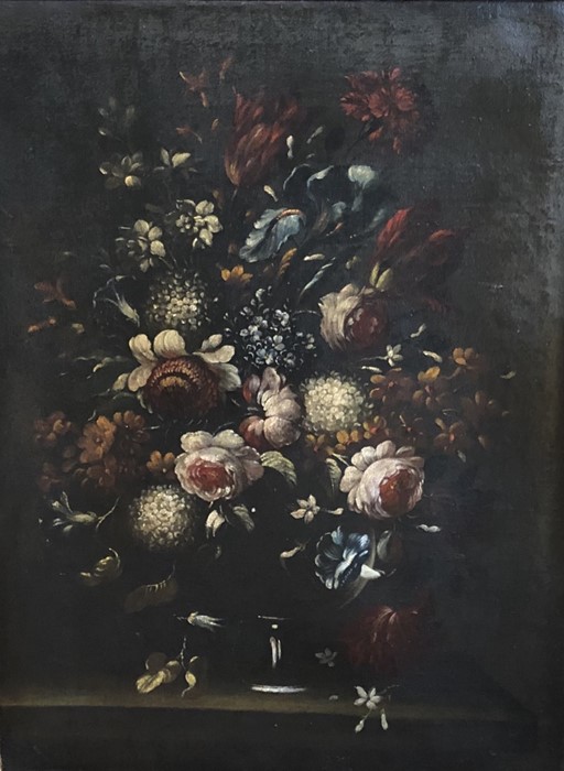 A LARGE 17TH CENTURY DUTCH OIL ON CANVAS STILL LIFE.