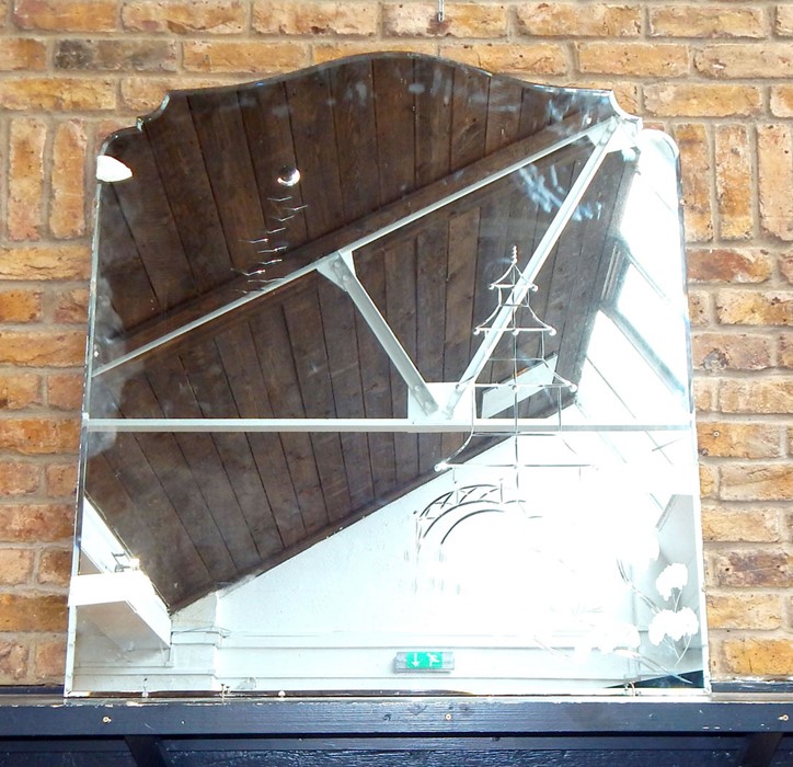 A LARGE ART DECO MIRROR. - Image 3 of 3