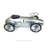 A Silver Metal Ride On Number 1 Retro Sports Car New