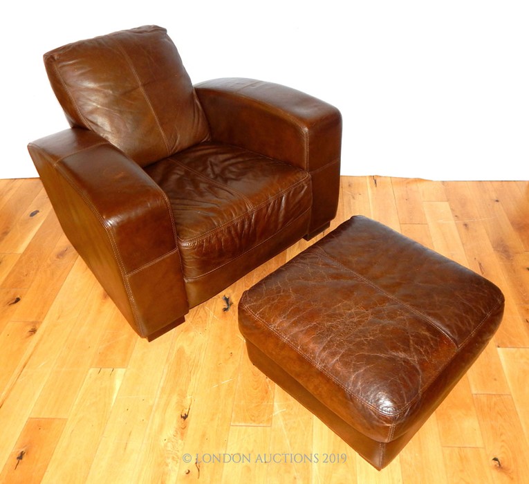 A Leather Armchair And Footstall - Image 2 of 2