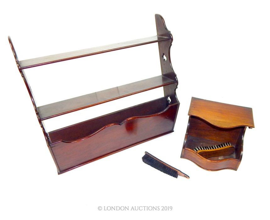 19th Century Mahogany Wall Hanging Shelf With Brush Box - Image 2 of 3