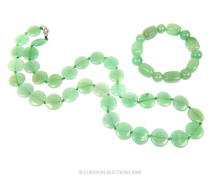 A Contemporary Jade Necklace And Bracelet