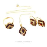 A Suite Of Garnet And Diamond Yellow Gold Jewellery.