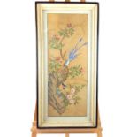 A Chinese Painted Of Birds And Trees Frame And Glazed.