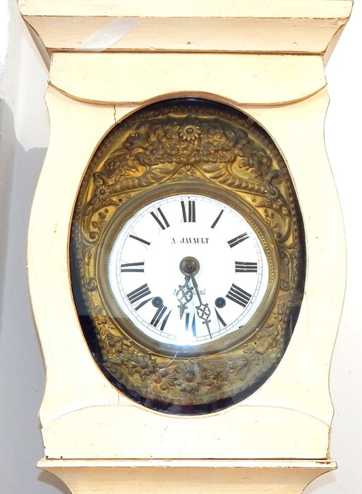 A 19TH CENTURY FRENCH PAINTED BALLOON LONG CASE CLOCK. - Image 2 of 3
