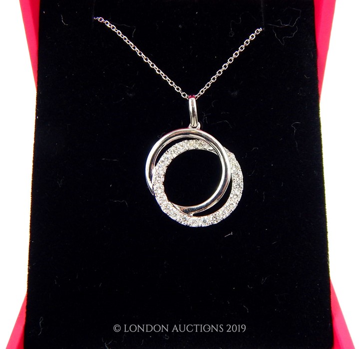 An 18 Carat White Gold Diamond Pendant Necklace. - Image 3 of 3