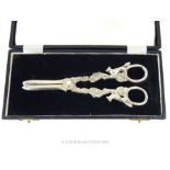 A Case Set of Sterling Silver Grape Scissors Hallmarked Sheffield 1959