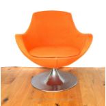 A Contemporary Orange Swivel Chair