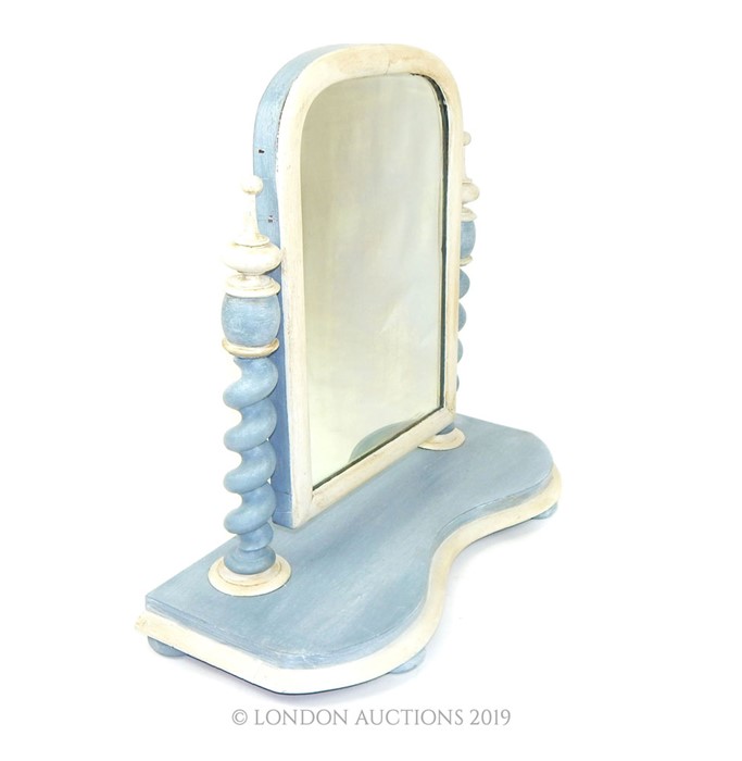 A 19th CENTURY VICTORIAN PAINTED AND DISTRESSED DRESSING TABLE MIRROR. - Image 2 of 2