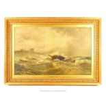 An Imposing Derelict Off Bamburgh Castle Oil Painting By Thomas Bush Hardy, Signed "T.B. Hardy