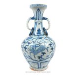 A Chinese Twin Handle Blue and White Vase.