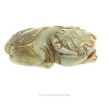 A Chinese Qing Dynasty Jade Carving Mythical Chi-lin Creature