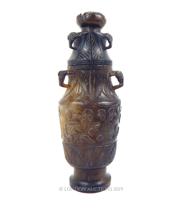 Chinese Jade Baluster Vase With Cover