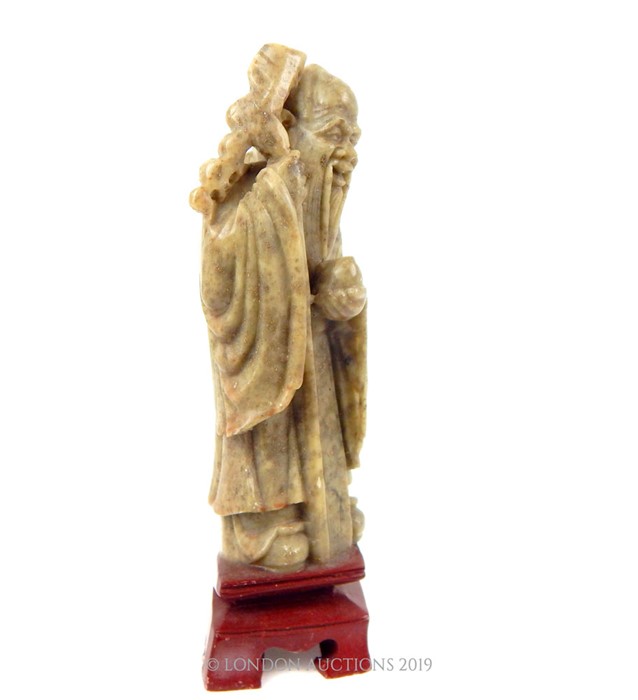 A Hardstone Carving of an Old Wise Man - Image 2 of 3