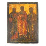 A 19th Century Russian Eastern Orthodox Icon of Three Apostles.