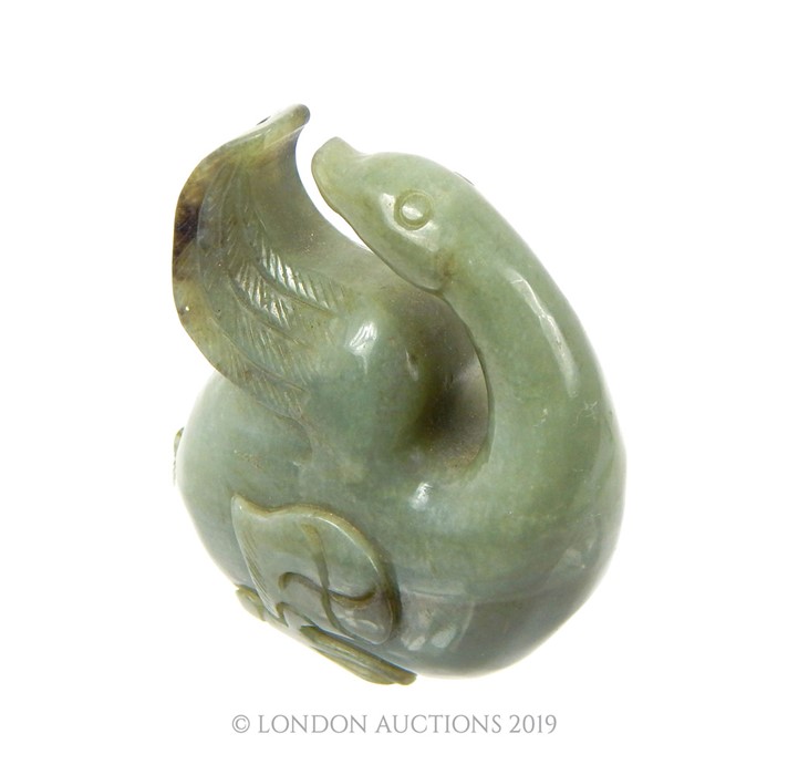 A Chinese Late Qing Period Green Jade Sculpture Of A Mythical Bird - Image 2 of 3