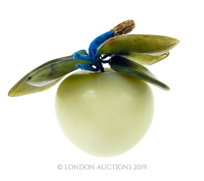 A Jade Celadon Fruit with Spinach Jade Leaves