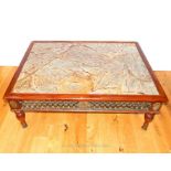 A large mahogany and Marble Top Coffee Table.