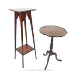 A 19th Century Mahogany Pie Crust Tilt-Top Wine Table And Jardiniere Stand.