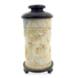 A Chinese Qing Period Black And White Jade Brush Pot