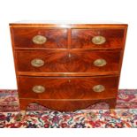 A SMALL EDWARDIAN MAHOGANY WITH INLAY CHEST OF DRAWERS.