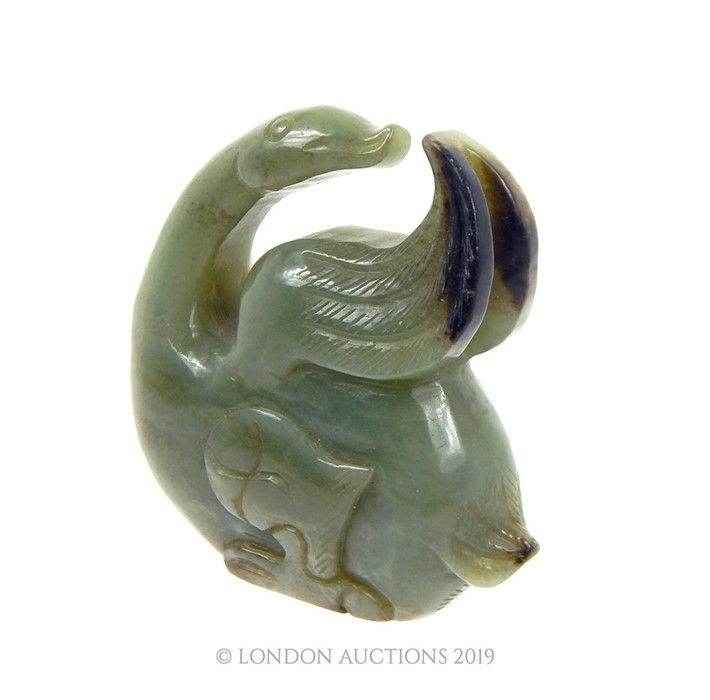 A Chinese Late Qing Period Green Jade Sculpture Of A Mythical Bird - Image 3 of 3