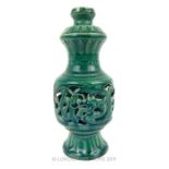 A Chinese Crackle Vase With Green Field.