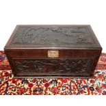 A CHINESE HARDWOOD COFFER.