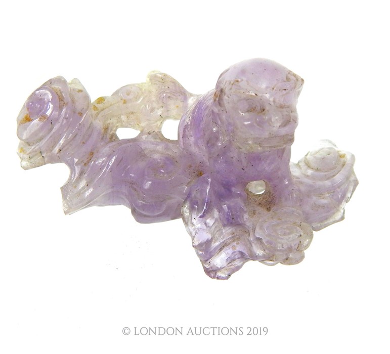 A Lavender Jade Guardian Beast - Image 2 of 4