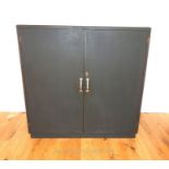 A Large Vintage Grey Painted School Cabinet
