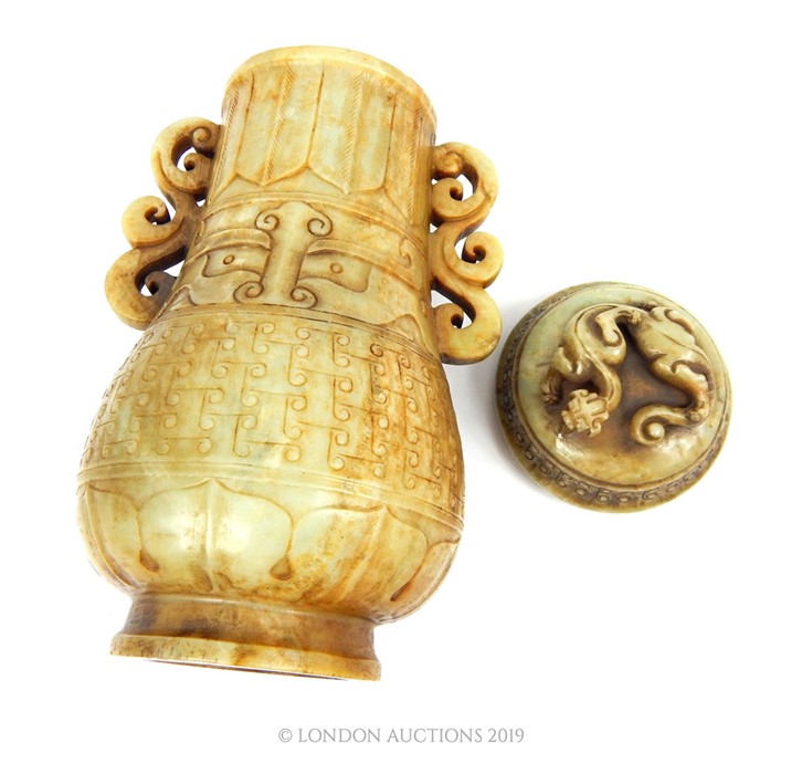 Eastern Zhou Style Chinese Jade Vase With Cover - Image 4 of 4