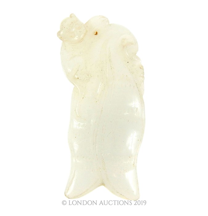 A Mid Qing Dynasty White Jade Monkey And Fruit Hanging Decoration