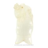 A Mid Qing Dynasty White Jade Monkey And Fruit Hanging Decoration