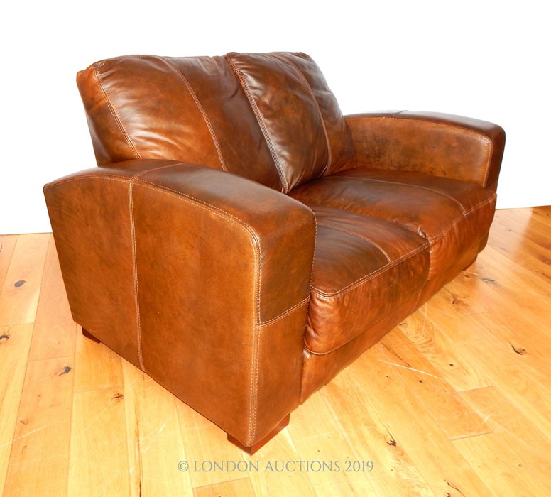 A Twin Seater Sofa in Brown Leather. - Image 2 of 2