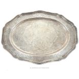 A Continental Hallmarked Silver Qajar Persian Tray With Foliate And Fowl Design