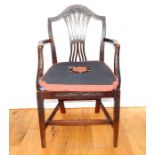A Victorian Mahogany Open Armchair