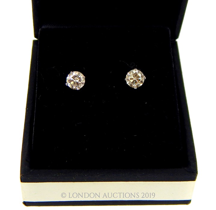 A Pair of White gold Diamond Stud Earrings. - Image 2 of 2