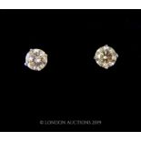 A Pair of White gold Diamond Stud Earrings.