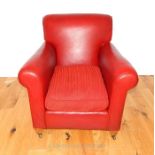 A Red Leather Arm Club Chair