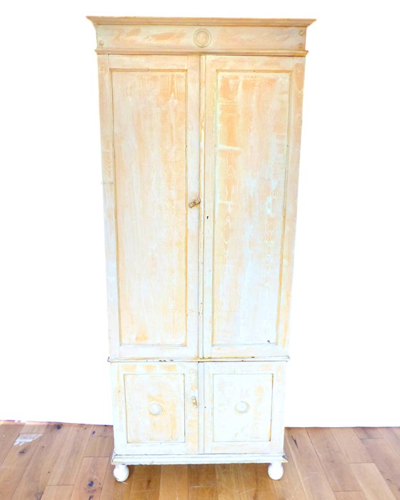 A Large Distressed Wood Contemporary Cabinet