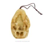 Chinese Qing Dynasty Jade Pendant Of A Mountain Temple Scene