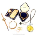 A Collection of Gold Jewellery and Watches.