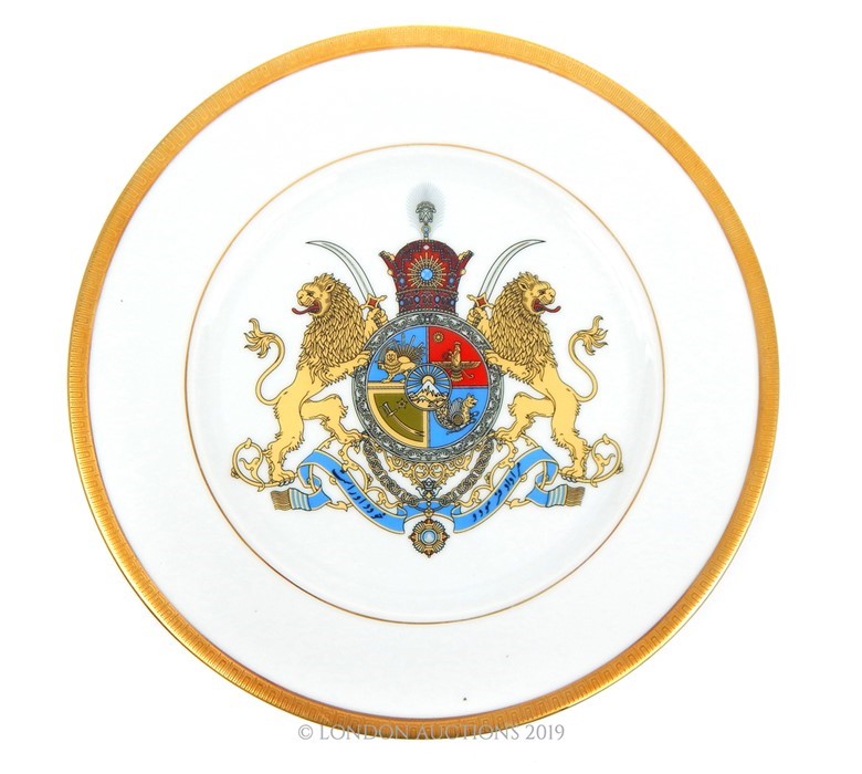 A Fine Austrian Porcelain Plate With The Persian Coat Of Arms Of The Shah Of Iran