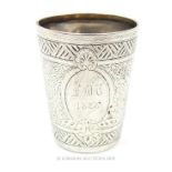 A Sterling Silver Engraved Victorian Beaker Bearing The Date 12th August