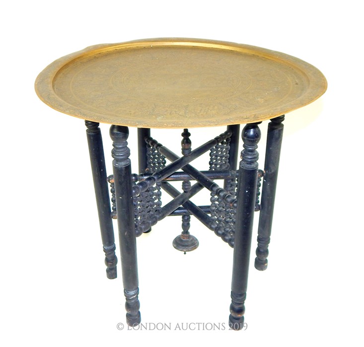 An Indian Folding Brass Topped Table