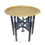 An Indian Folding Brass Topped Table