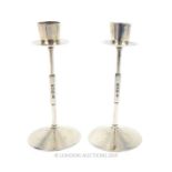 A Pair Of Sterling Silver Art Deco Style Candlesticks