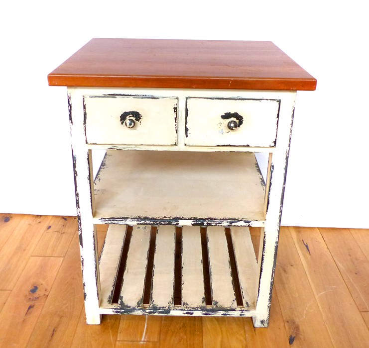 A District Style White Small kitchen Island.